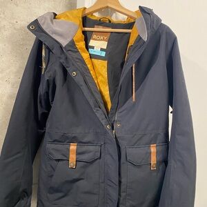 Roxy Women's Black Ski Jacket with Brown Leather Details